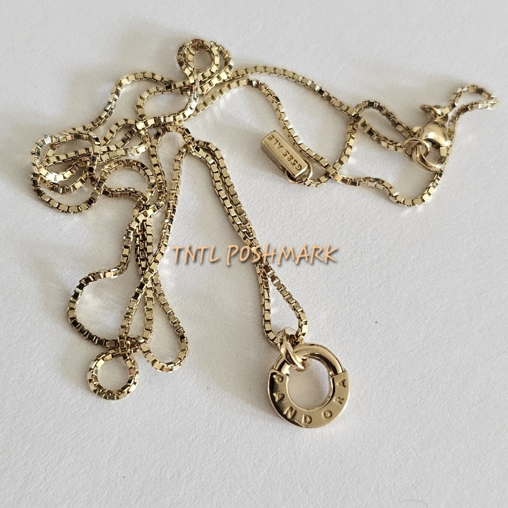 Pandora 14K Gold Signature I-D Collier Pendant & Necklace. 45CM.